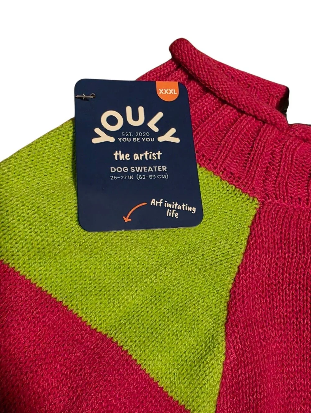 Youly NWT The Artist Multicolor Striped Dog Sweater Size XXXL 25-27 Inches